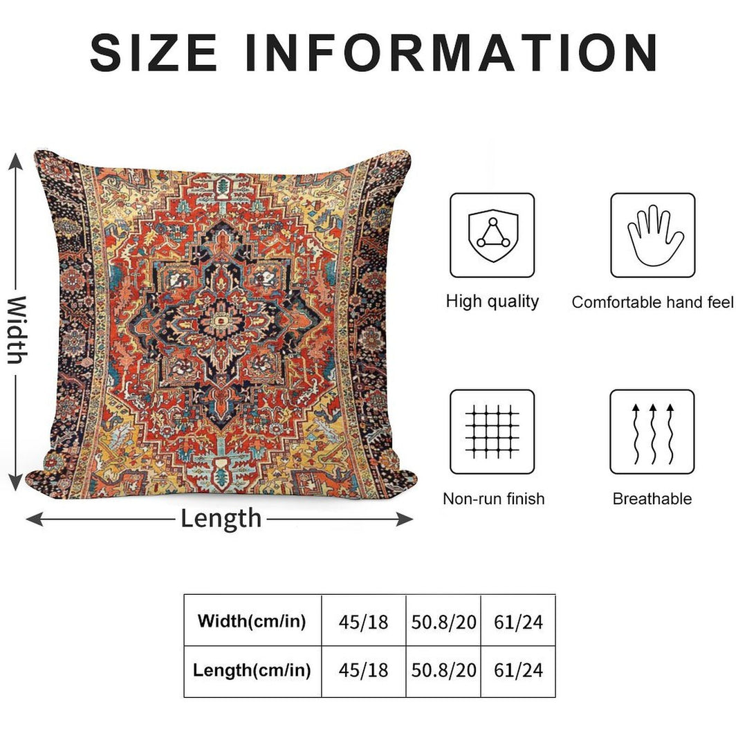 Heriz Persian Carpet Print Soft Skin-Friendly Throw Pillow