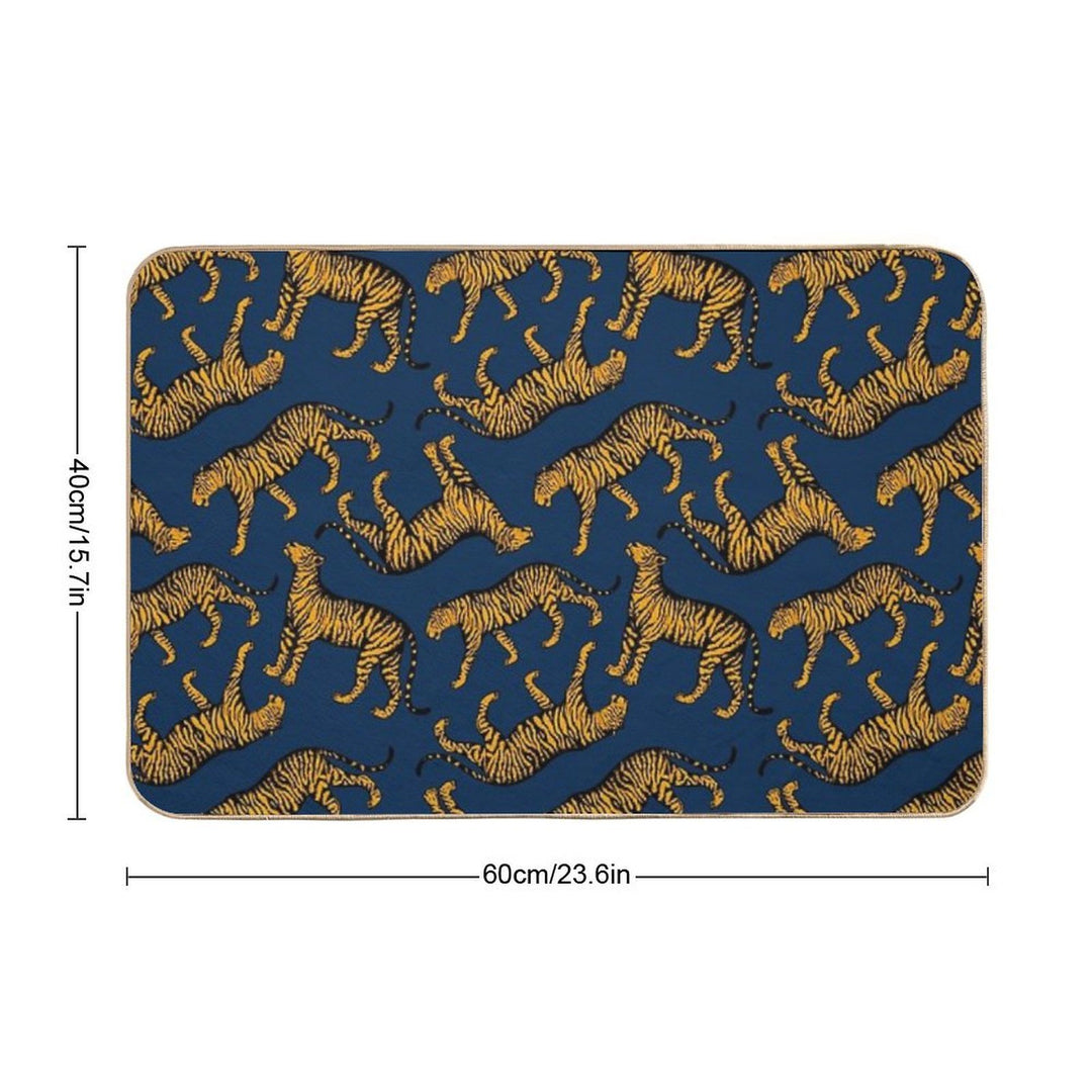 Tigers (Navy Blue And Marigold)  Pet-Safe Bath Mat