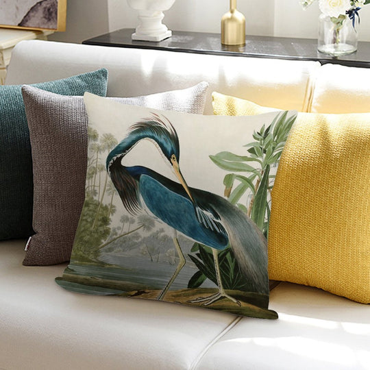 Louisiana Heron by John James Audubon Soft Ultra-Soft Texture Throw Pillow
