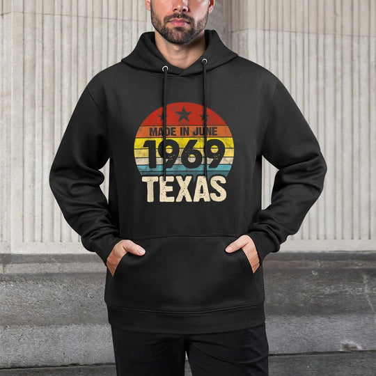 Made in Texas Born in 69 - June 1969 50th Birthday Gift Shape Retention Hoodie