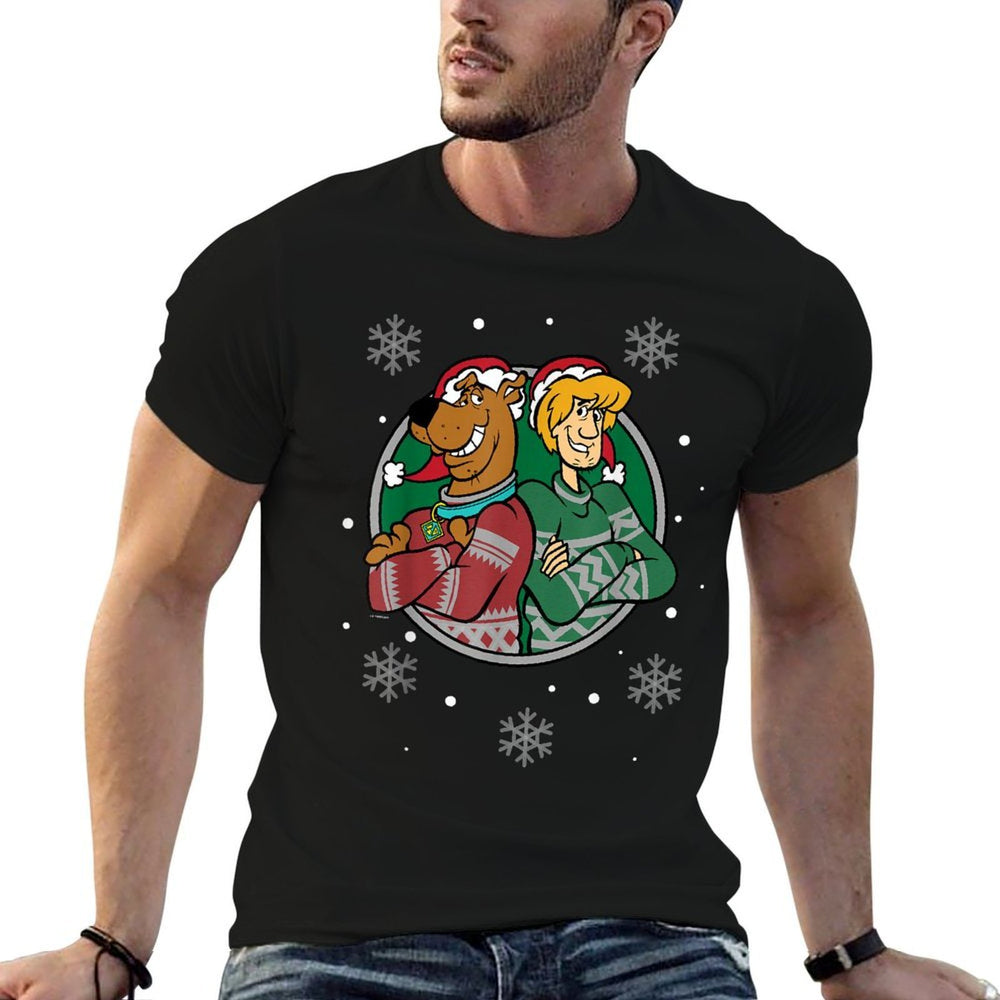 Christmas Scooby Doo Shaggy Arms Crossed Snowing  High-quality Stitching T-Shirt