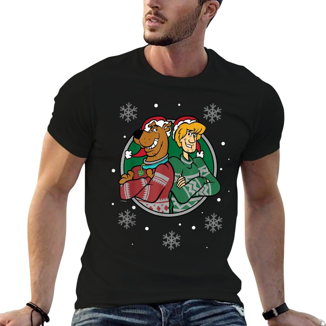 Christmas Scooby Doo Shaggy Arms Crossed Snowing  High-quality Stitching T-Shirt