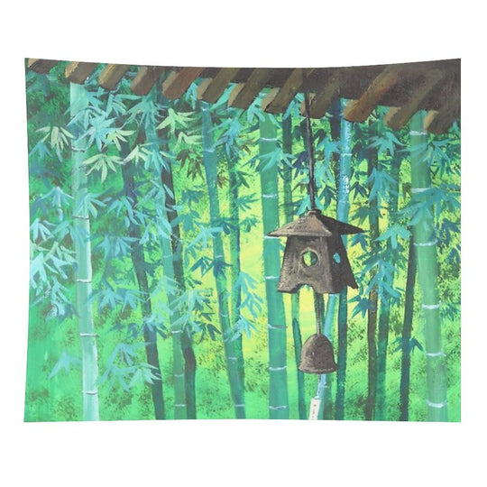 Summer Meditation Zen Japanese Garden Wind Chimes Bamboo Tapestry