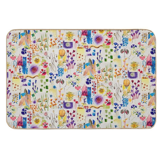 Painted Flowers Collage  Non-Slip Bath Mat