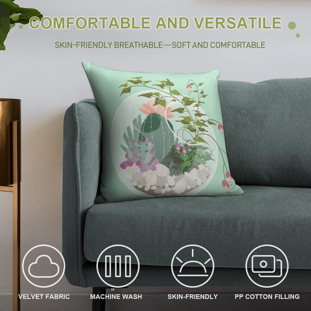 Round Terrarium Soft Bedroom Essential Throw Pillow