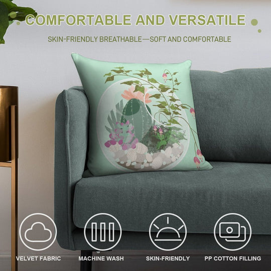 Round Terrarium Soft Bedroom Essential Throw Pillow