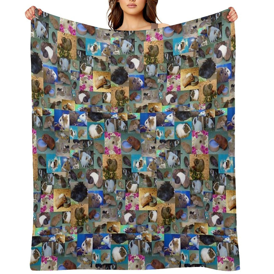 Happy Guinea Pigs Photo Collage Multi-functional Throw Blanket