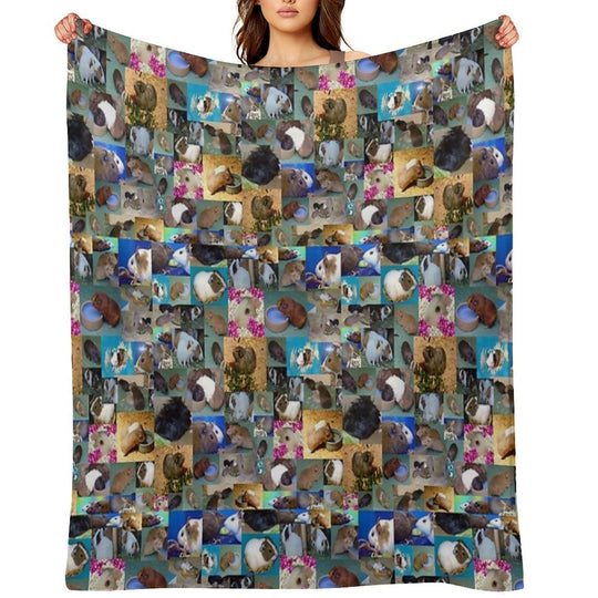 Happy Guinea Pigs Photo Collage Multi-functional Throw Blanket
