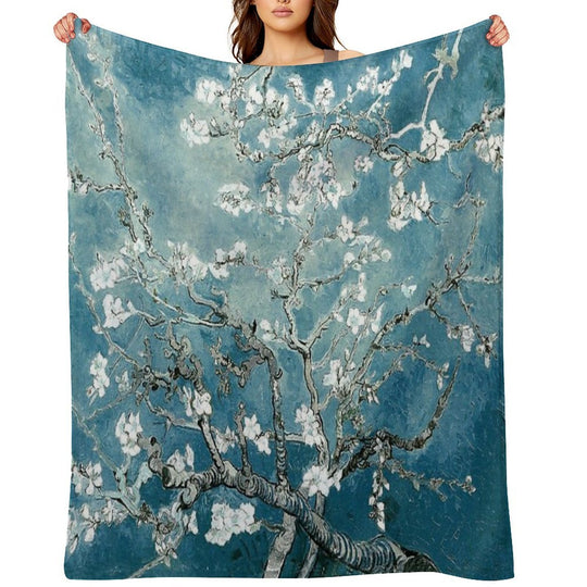 Vincent Van Gogh Almond Blossoms Teal Elegance Machine-washable Throw Blanket