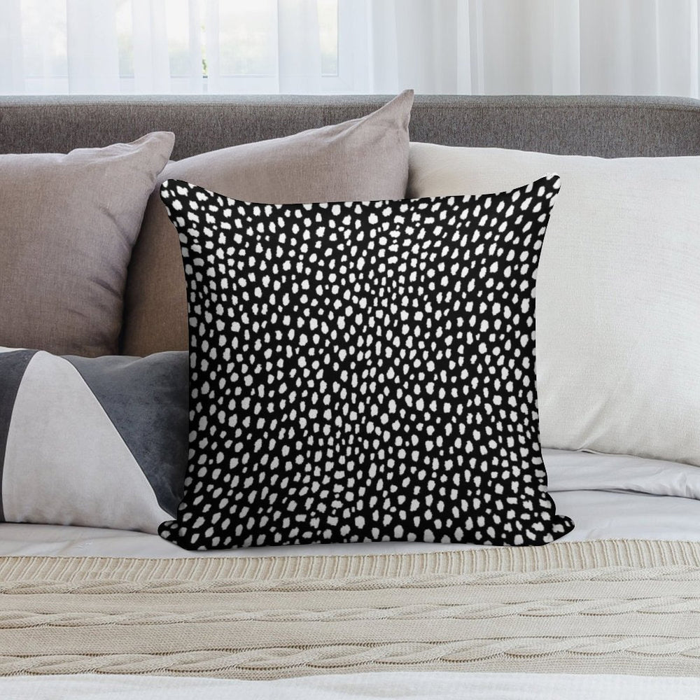 Handmade Polka Dot Brush Strokes (black And White Reverse Dalmatian) Soft Luxury Feel Throw Pillow