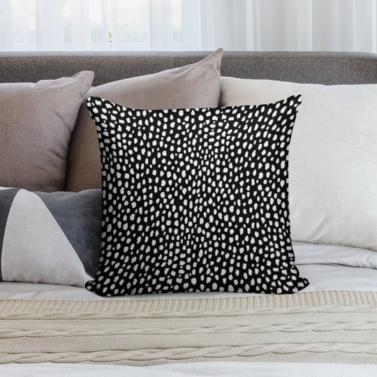 Handmade Polka Dot Brush Strokes (black And White Reverse Dalmatian) Soft Luxury Feel Throw Pillow