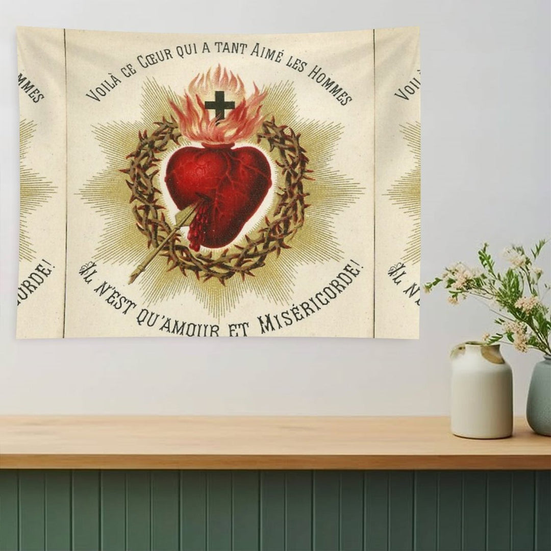 Most Sacred Heart of Jesus - French Vintage Tapestry
