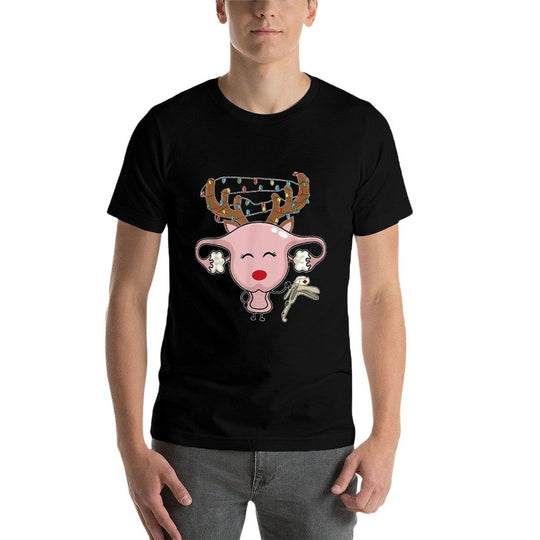 Festive Reindeer Speculum Christmas Light Nurse OBGYN  Wrinkle-resistant T-Shirt