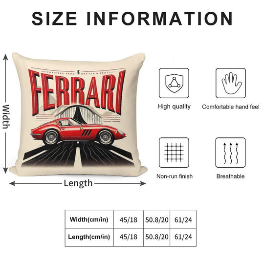 Vintage Ferrari Design Soft Easy Maintenance Throw Pillow