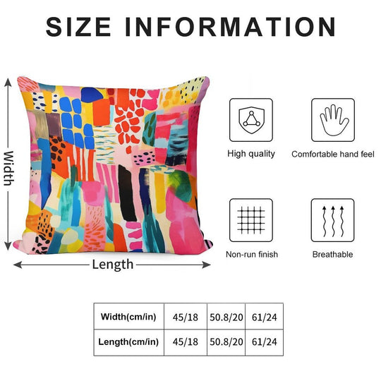 Vibrantly Colorful Trendy Abstract Designs Modern Art Soft Washable Throw Pillow