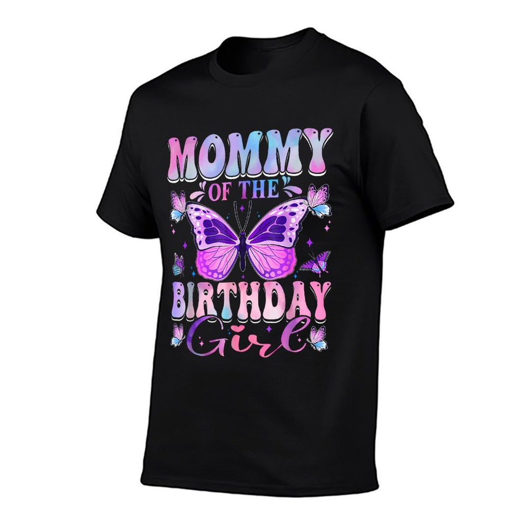 Mommy of The Birthday Girl Birthday Butterfly Matching  Fade-proof Color T-Shirt
