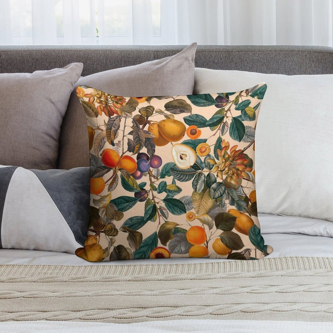 Vintage Fruit Pattern IX Soft Luxury Feel Throw Pillow