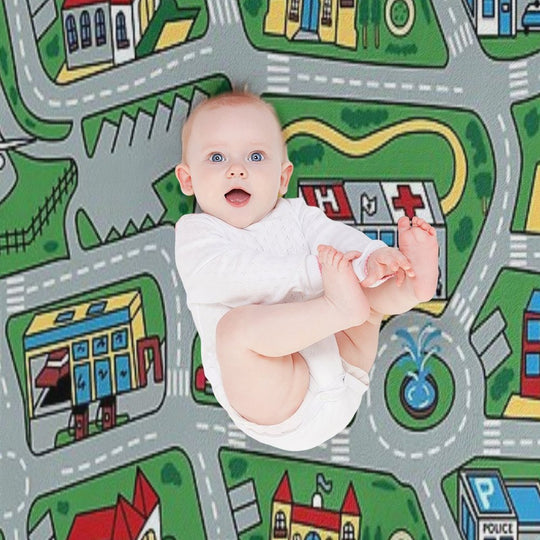 Car City Carpet Road Rug 90s Nostalgic Toy Machine-washable Throw Blanket