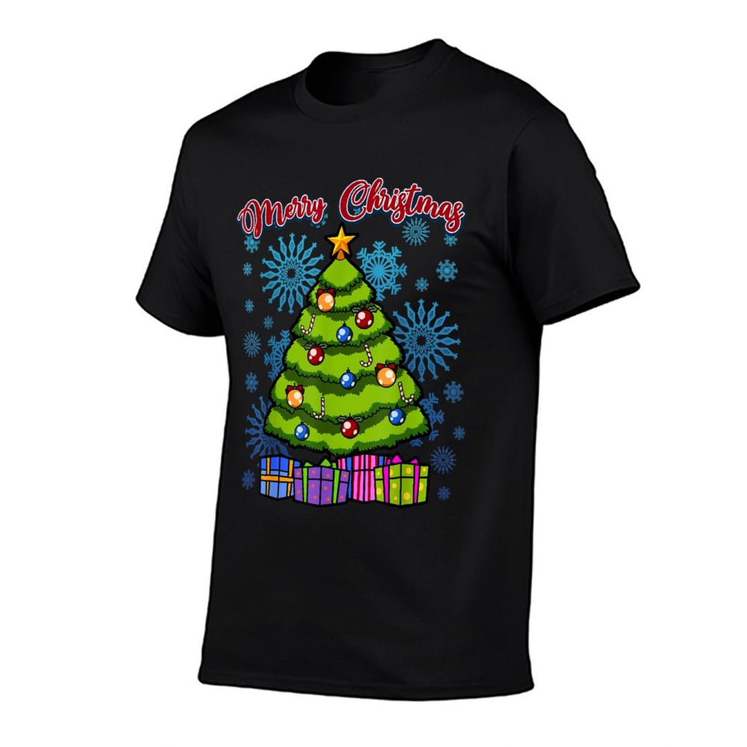 Merry Christmas Tree, Men Women Kids, Xmas  Fade-proof Color T-Shirt