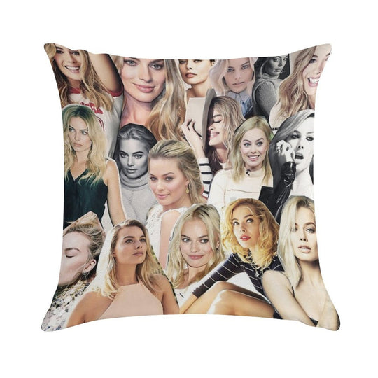 Margot Robbie Collage Soft Easy Maintenance Throw Pillow