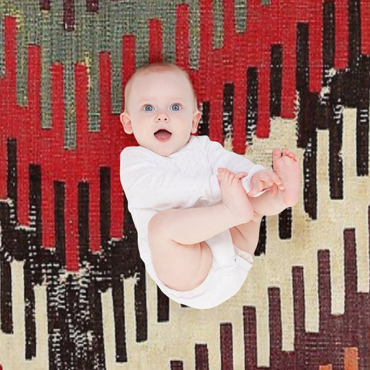 Afyon Central Anatolian Kilim Fragment Print Sustainable Throw Blanket