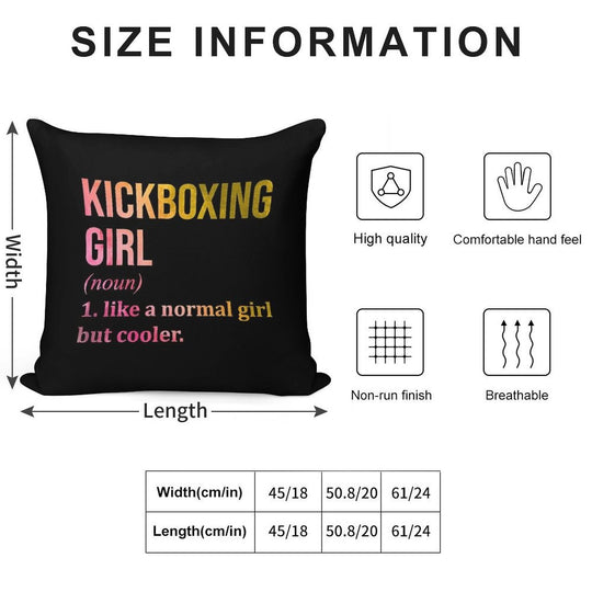 Kickboxing Girl Definition in Watercolor Soft Gift Ready Throw Pillow