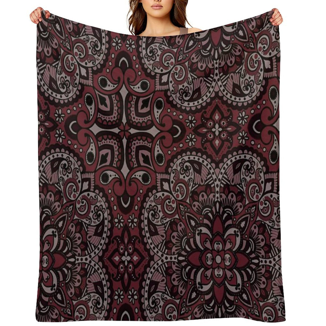 Floral Mandala Repeat Pattern - Dark Pink Premium Throw Blanket