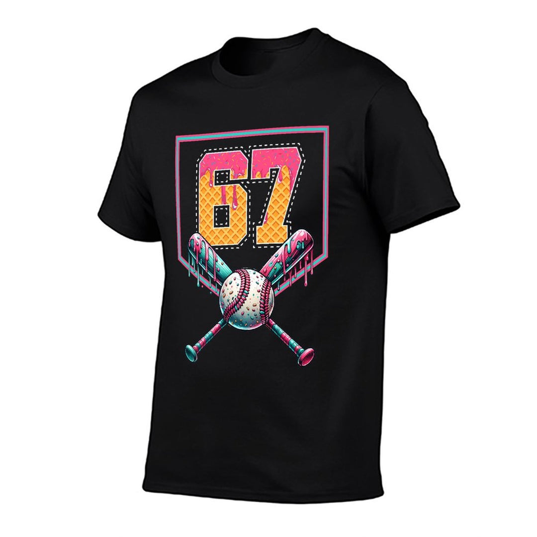 Baseball Drip Number 67 Player Or 67th Birthday Premium  Versatile T-Shirt