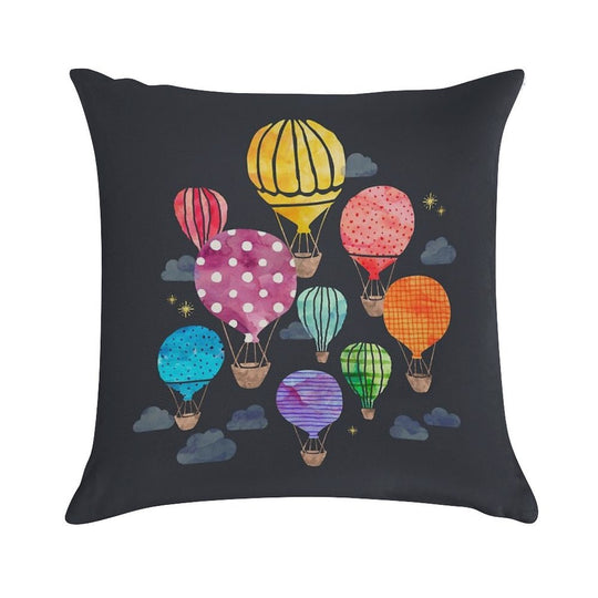 Hot Air Balloon Night Soft Durable Construction Throw Pillow