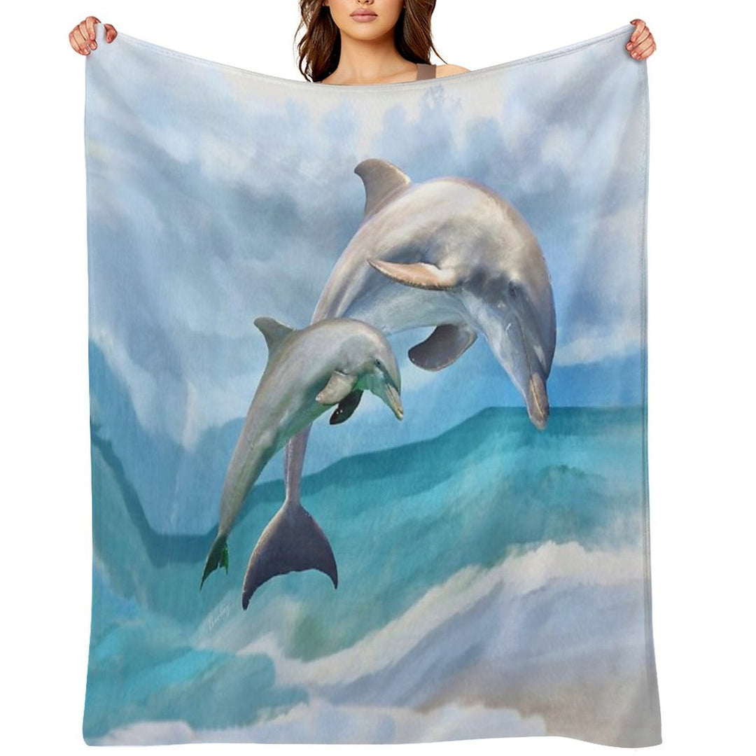 Playful Dolphins Wrinkle-free Throw Blanket
