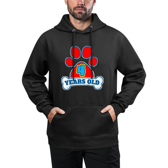 4 Year Old 4th Birthday Paw Themed Party Gift Boys Girls Adjustable Hood Hoodie