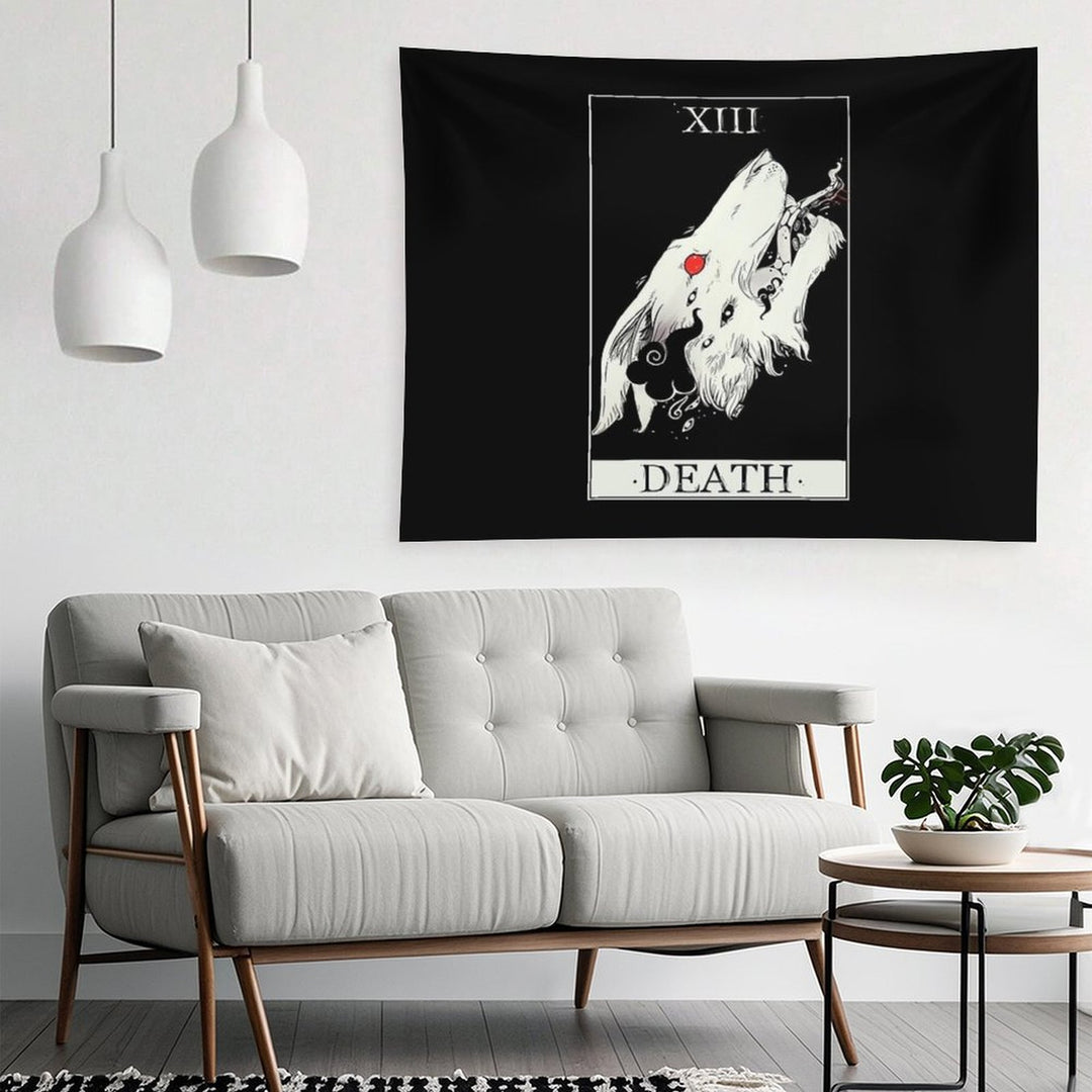 Death Tarot Card Wolf Art Tapestry