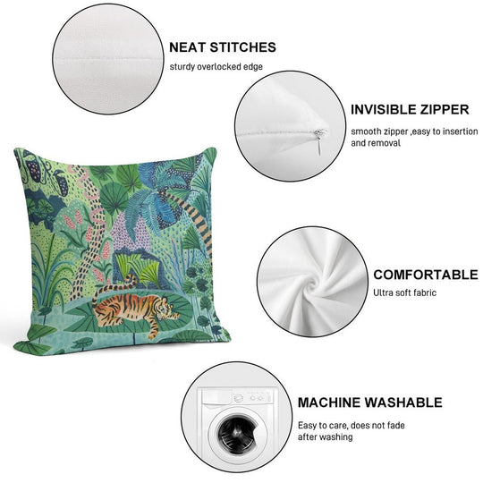 Jungle Tiger Soft Fade-Resistant Throw Pillow