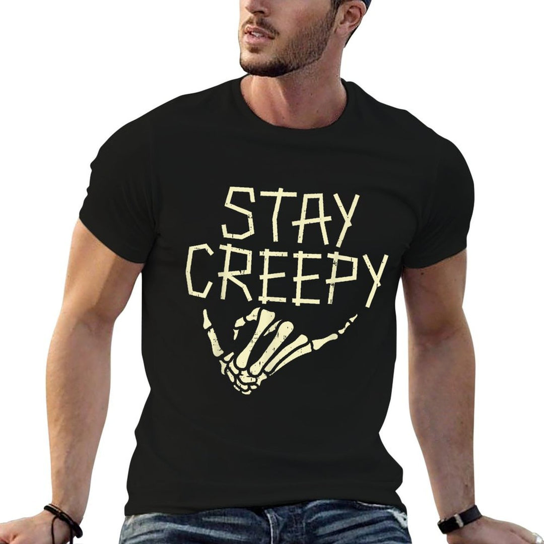 Stay Creepy Skeleton Hand Funny Halloween Costume Men Women  Tagless Design T-Shirt