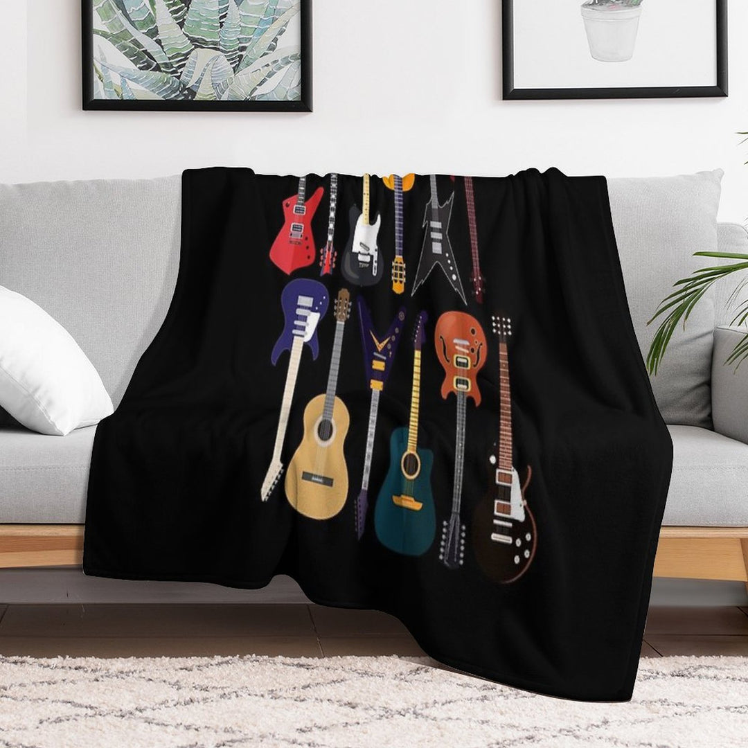 Musician Different Types Of Guitar Compact Throw Blanket