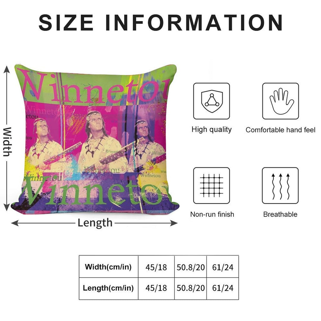 Winnetou Portrait, Famous Karl May Character, Indian Chief of The Apaches Soft Hidden Zipper Throw Pillow