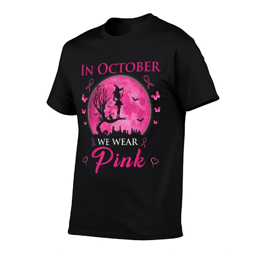 In October We Wear Pink Halloween Witch Breast Cancer  Moisture-wicking T-Shirt