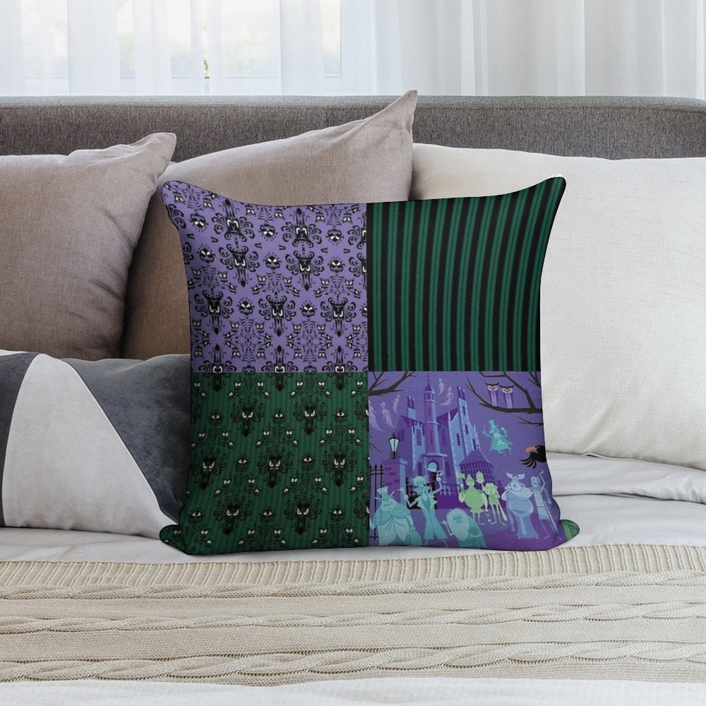 Haunted Mansion Pattern Soft Reinforced Edging Throw Pillow