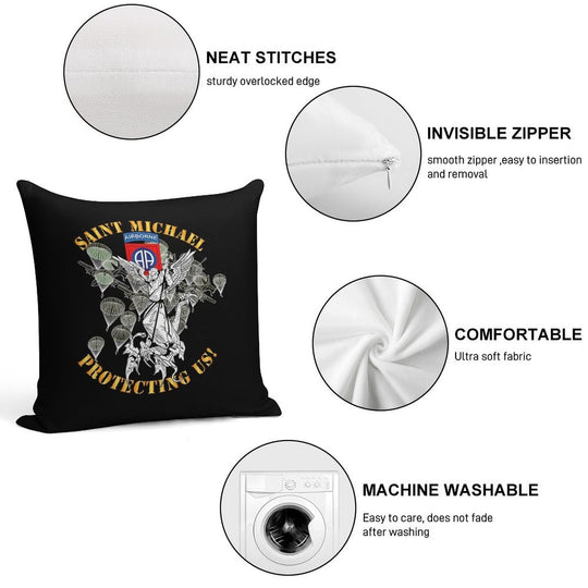 Army - 82nd Airborne Div - Saint Michael - Protecting Us - Mass Soft Multiple Sizes Throw Pillow