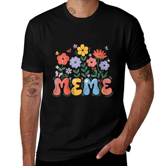 Womens Meme Mothers Day Grandma Wildflower Retro Groovy Floral Meme  Quick-drying T-Shirt