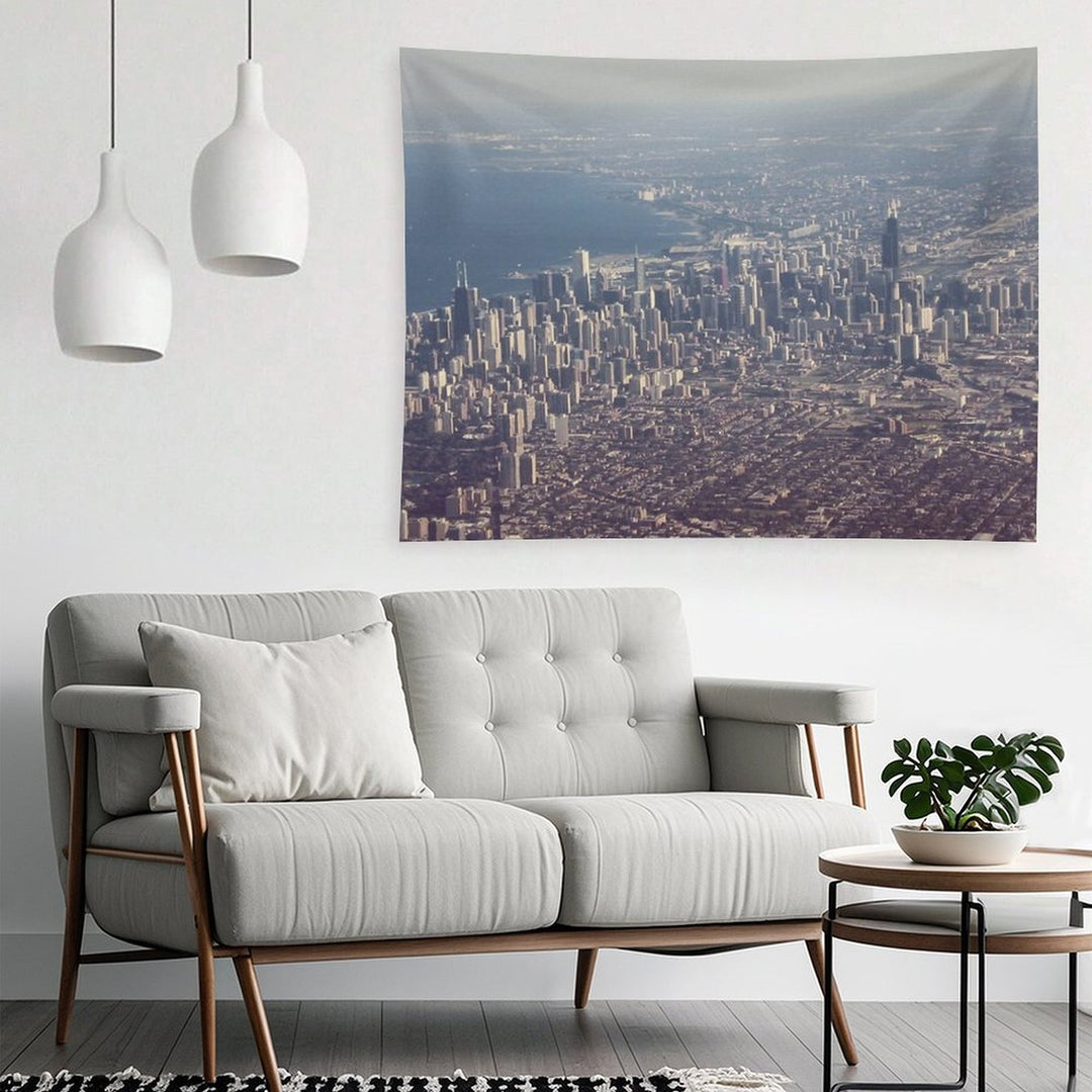 Chicago from The Air Color Photo Tapestry