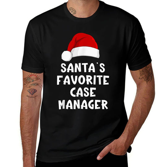 Christmas Santas Favorite Case Manager Funny Xmas Pajama  Oversized Silhouette T-Shirt