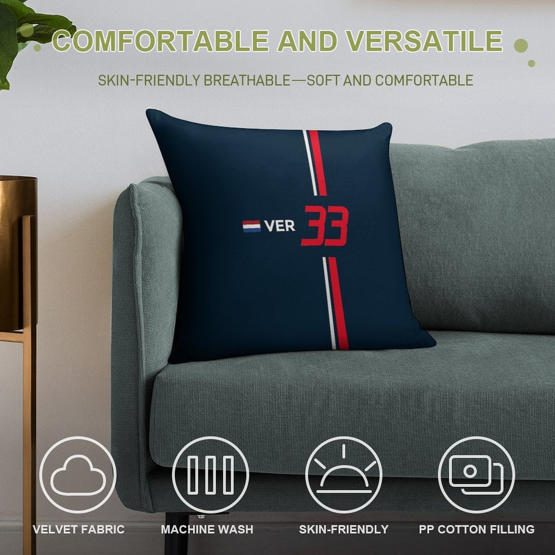 F1 2021 - #33 Verstappen Soft Fade-Resistant Throw Pillow