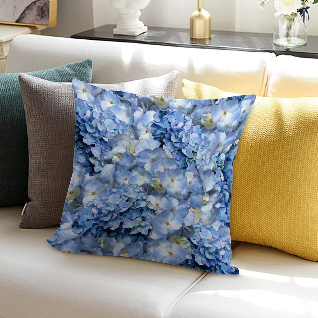 Blue Hydrangea - Floral Art Soft Reinforced Edging Throw Pillow