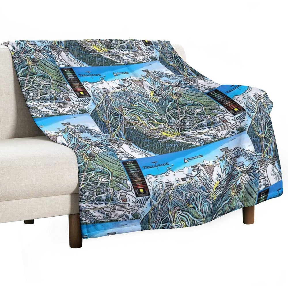 Telluride Trail Map Plush Throw Blanket