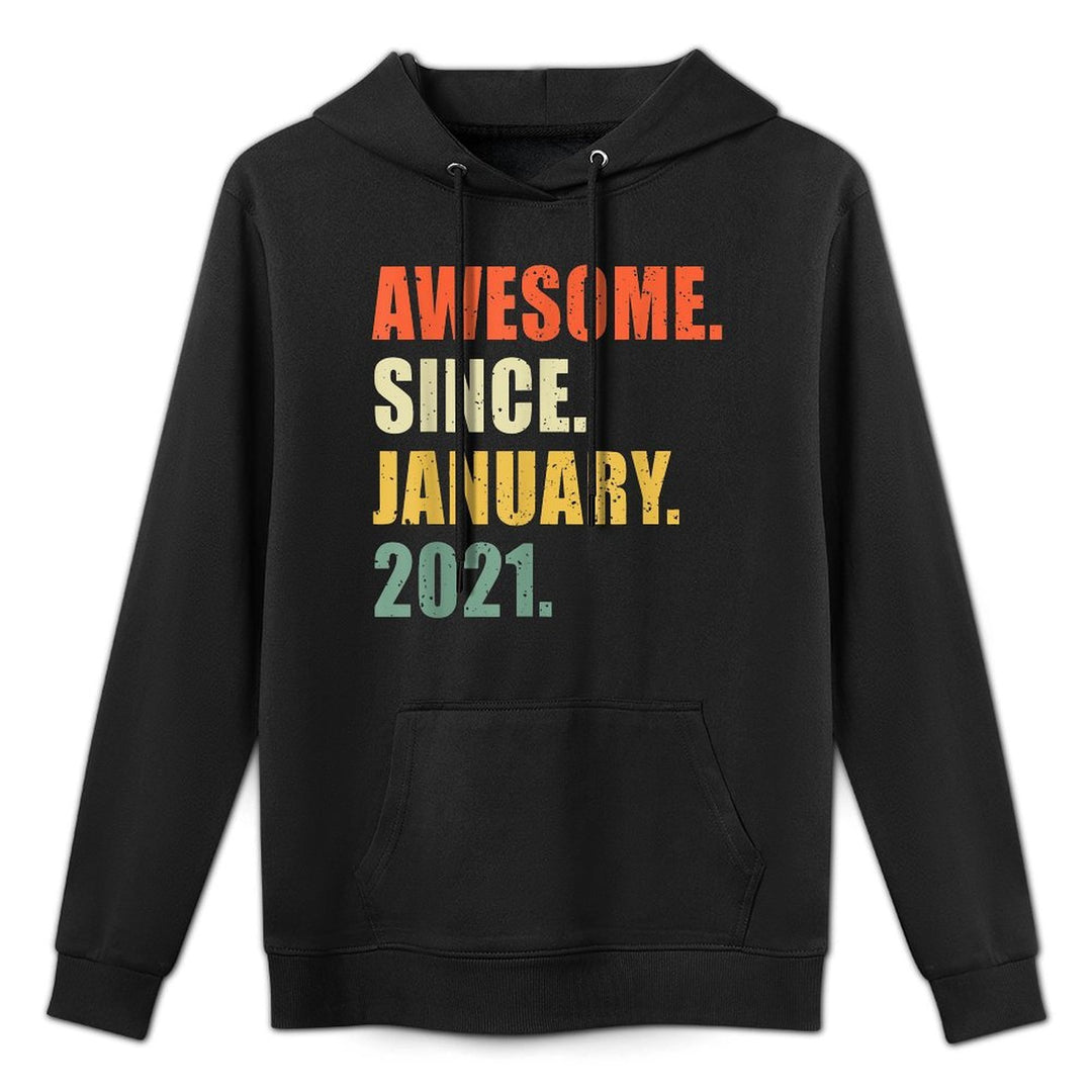 Awesome Since January 2021 1 Year Old Birthday Breathable Fabric Hoodie
