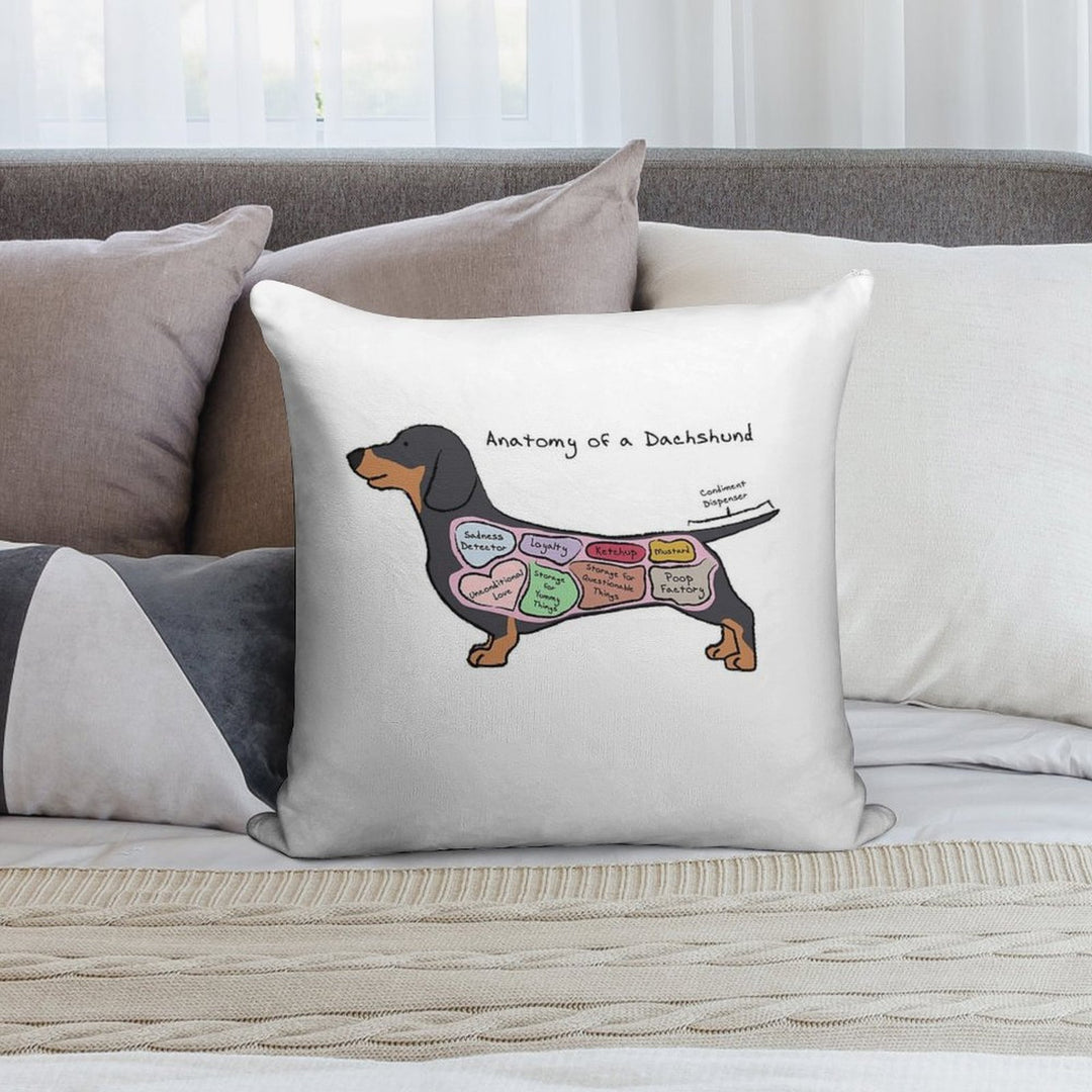 Anatomy of A Dachshund Soft Easy Maintenance Throw Pillow
