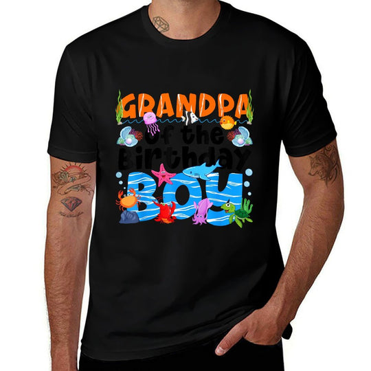Grandpa Under Sea Birthday Party Ocean Sea Animals Themed  Eco-friendly Material T-Shirt