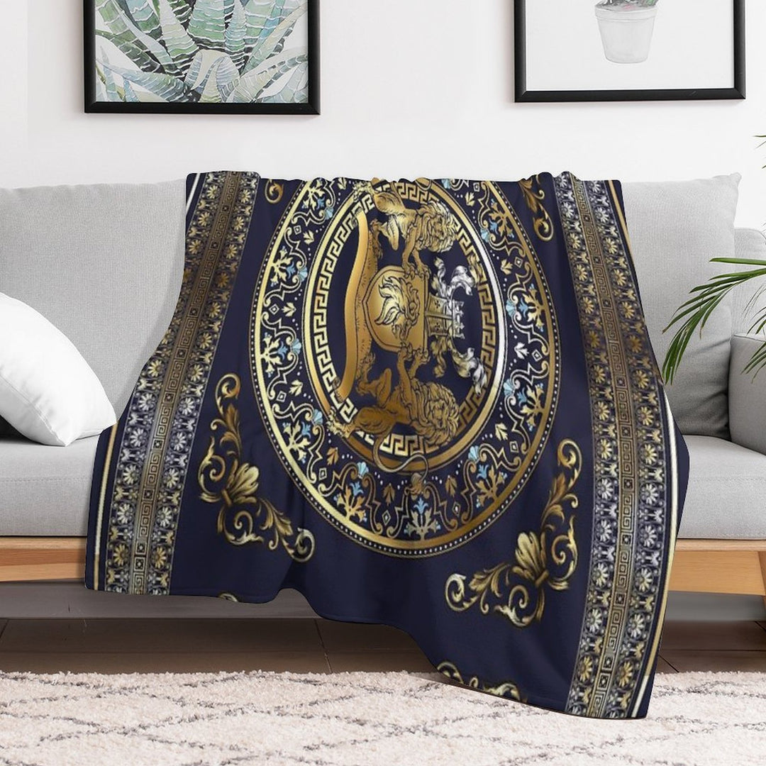 Lion Shield Navy Velvety-soft Throw Blanket
