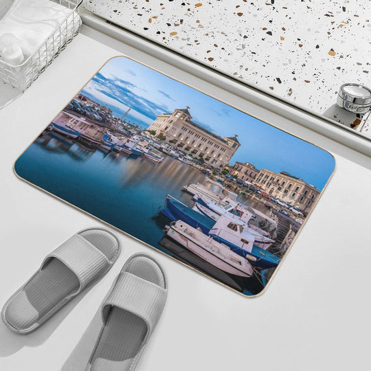Syracuse Harbor in The Evening  Easy To Clean Bath Mat